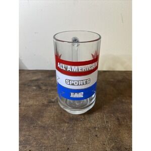 AVON 1983 All American Sports Fan Glass Stein With Handle Patriotic Red White